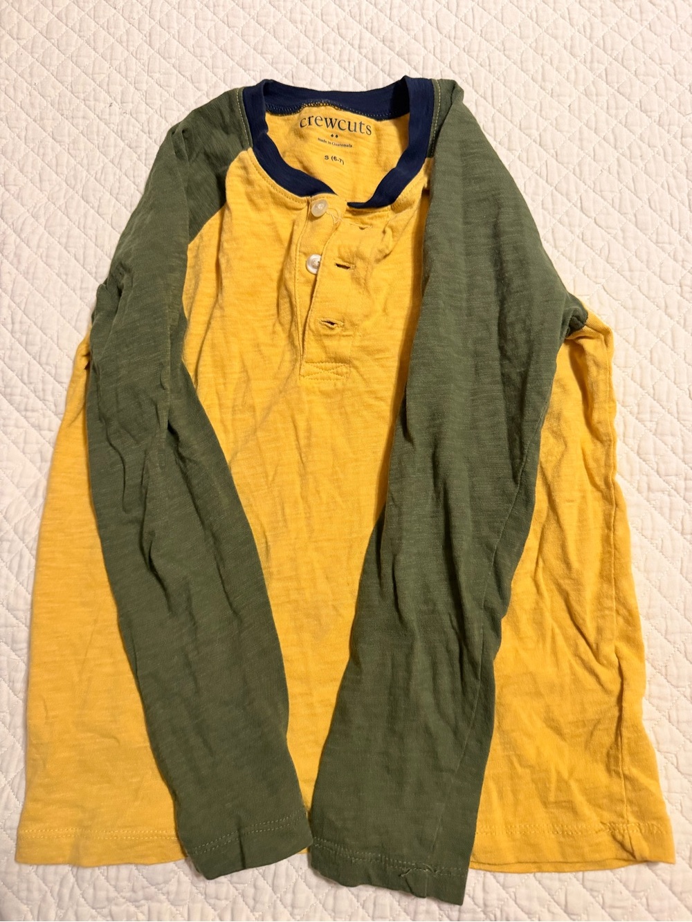 Crewcuts kids Two-Tone Long Sleeve Henley Shirt - Yellow & Olive